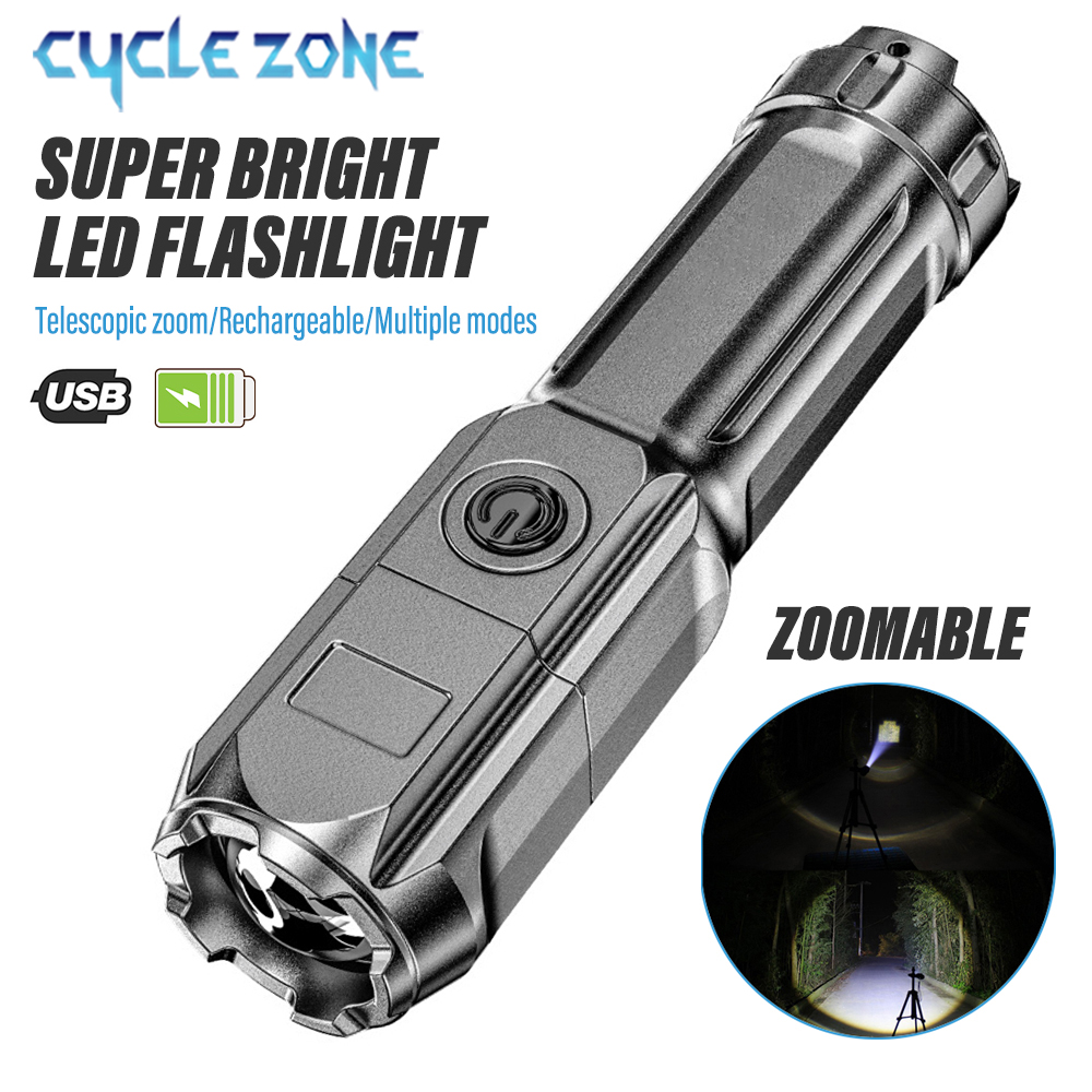 Outdoor Adventure Zone - Mini Flashlight Zoomable Focus Light USB