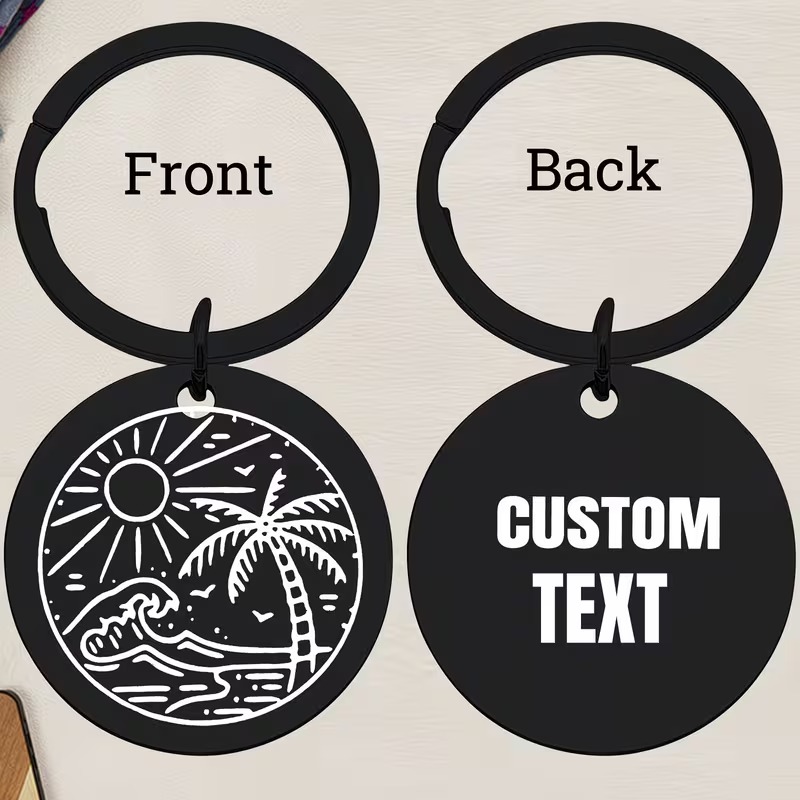 Customizable Black Round Keych - Outdoor Adventure Birthday Party のレビューと価格