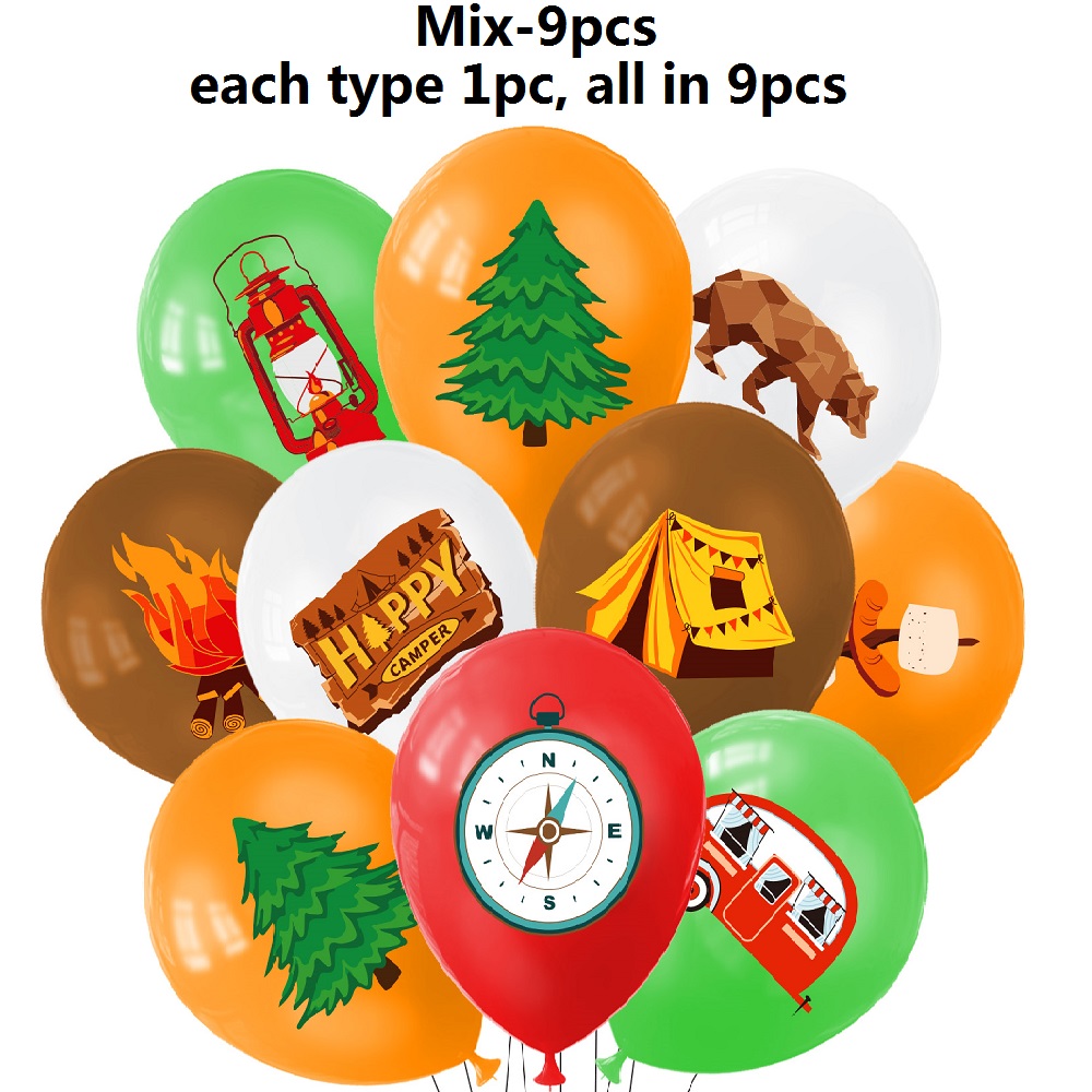 9pcs Happy Camping Balloon, Ou - Outdoor Adventure Birthday Party のレビューと価格