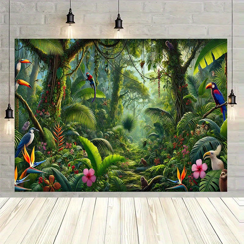 1pc Jungle Adventure Backgroun - Outdoor Adventure Birthday Party のレビューと価格