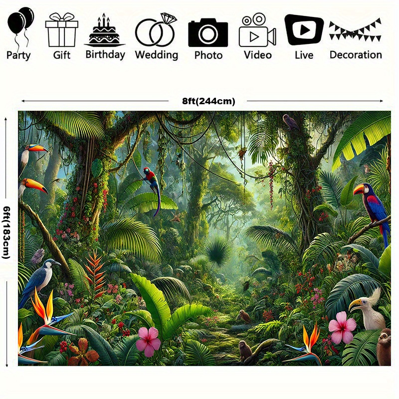 1pc Jungle Adventure Backgroun - Outdoor Adventure Birthday Party のレビューと価格
