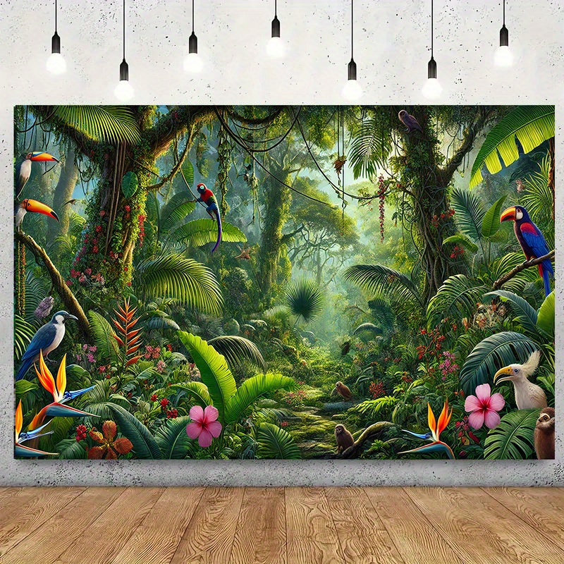 1pc Jungle Adventure Backgroun - Outdoor Adventure Birthday Party のレビューと価格